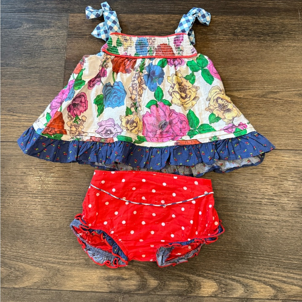 Matilda Jane Floral and Red Polka Dot Kids Dress Set